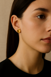 GOLD TEXTURED DOME STUD EARRINGS